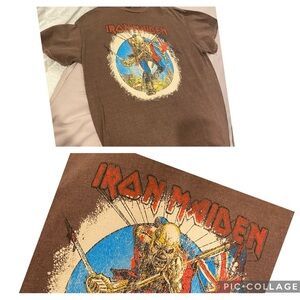Global Brown Distressed Iron Maiden The Trooper T-Shirt S/M. NWOT